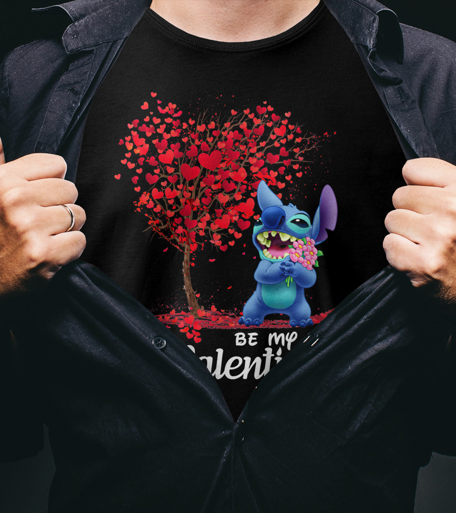 Be My Valentine Stitch Heart Tree T-Shirt