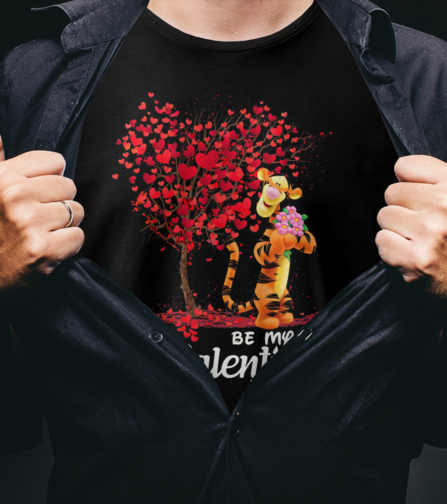 Be My Valentine Tiger Hearts Bouquet T-Shirt