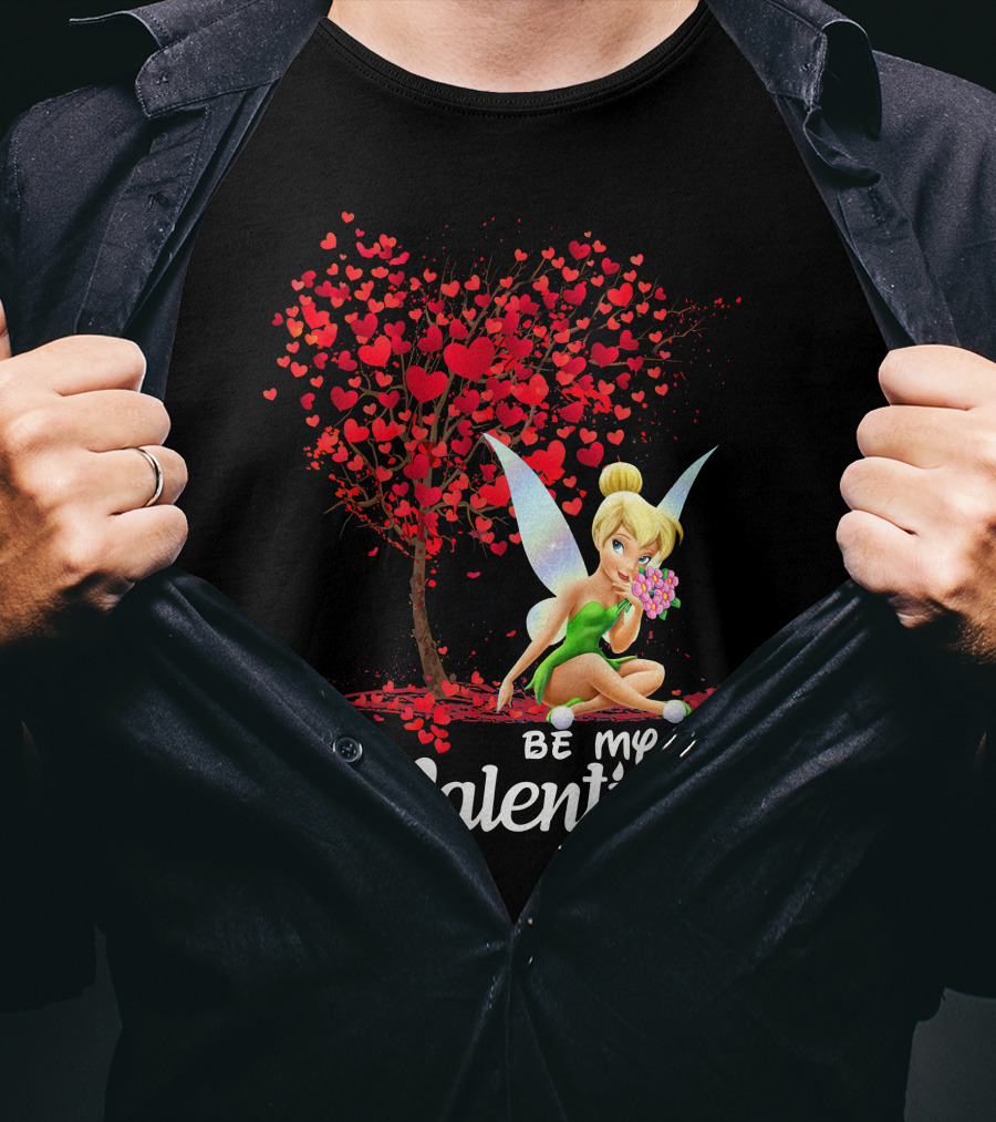 Be My Valentine Tinkerbell Hearts Tree T-Shirt