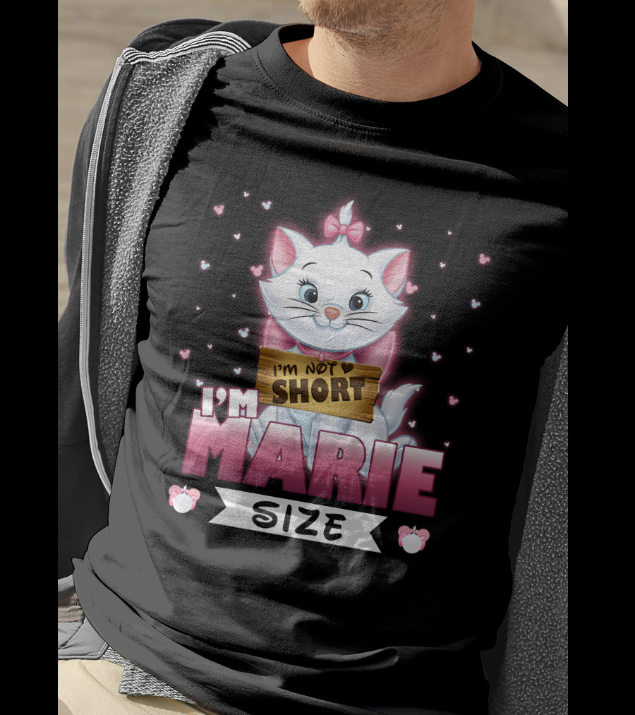 I'm Not Short I'm Marie Size Cat With Heart Background T-Shirt