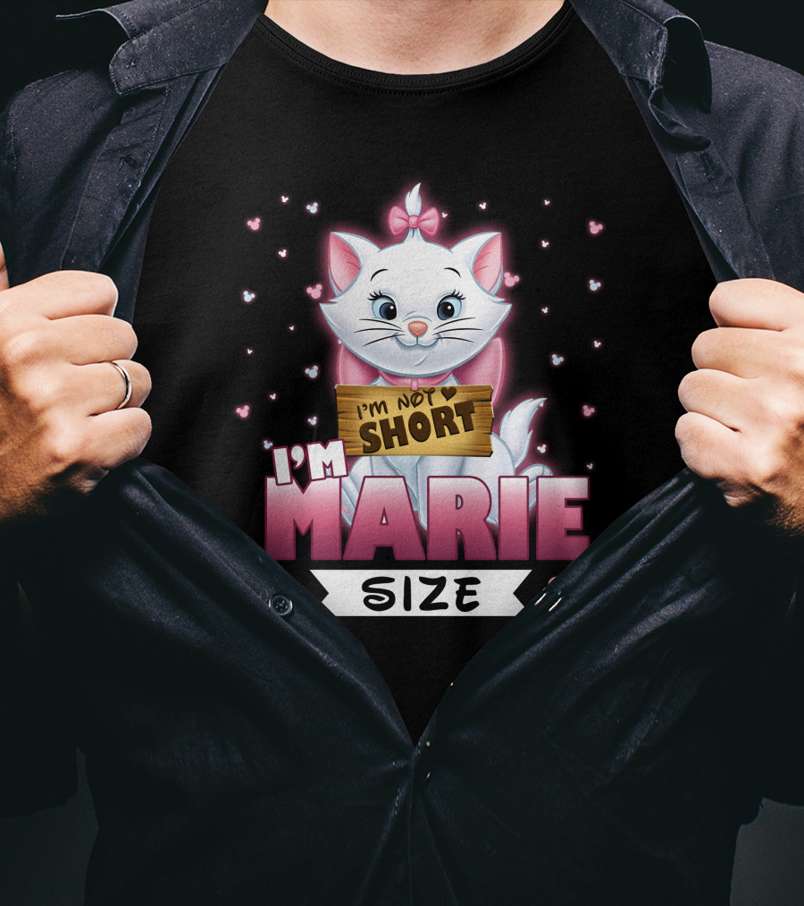 I'm Not Short I'm Marie Size Cat With Heart Background T-Shirt