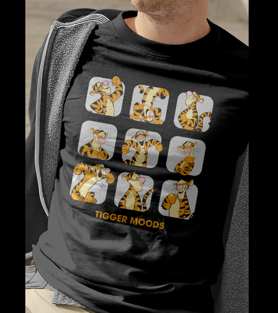 Tigger Moods Expressions Cartoon Character Blocks T-Shirt