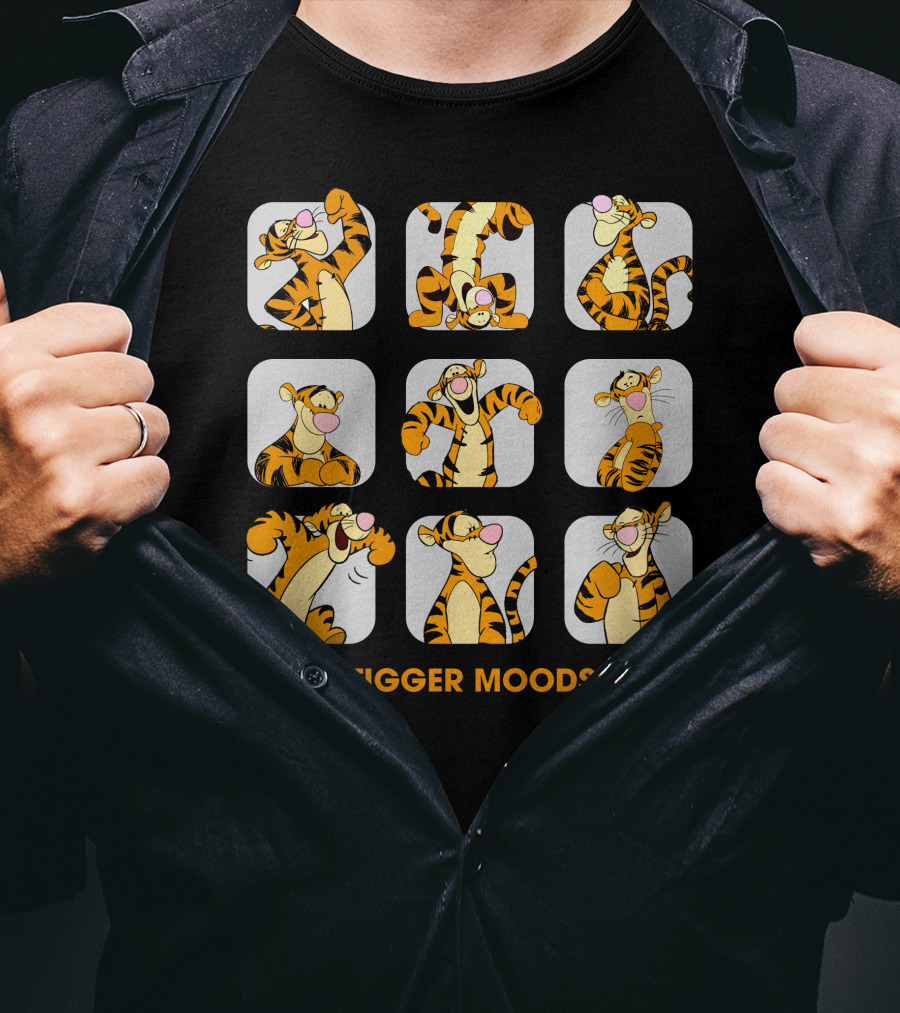 Tigger Moods Expressions Cartoon Character Blocks T-Shirt