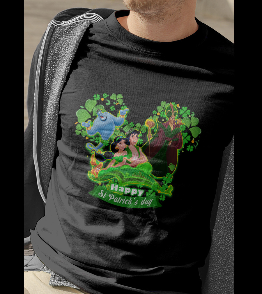 Happy St Patrick's Day Aladdin Jasmine Genie Jafar T-Shirt