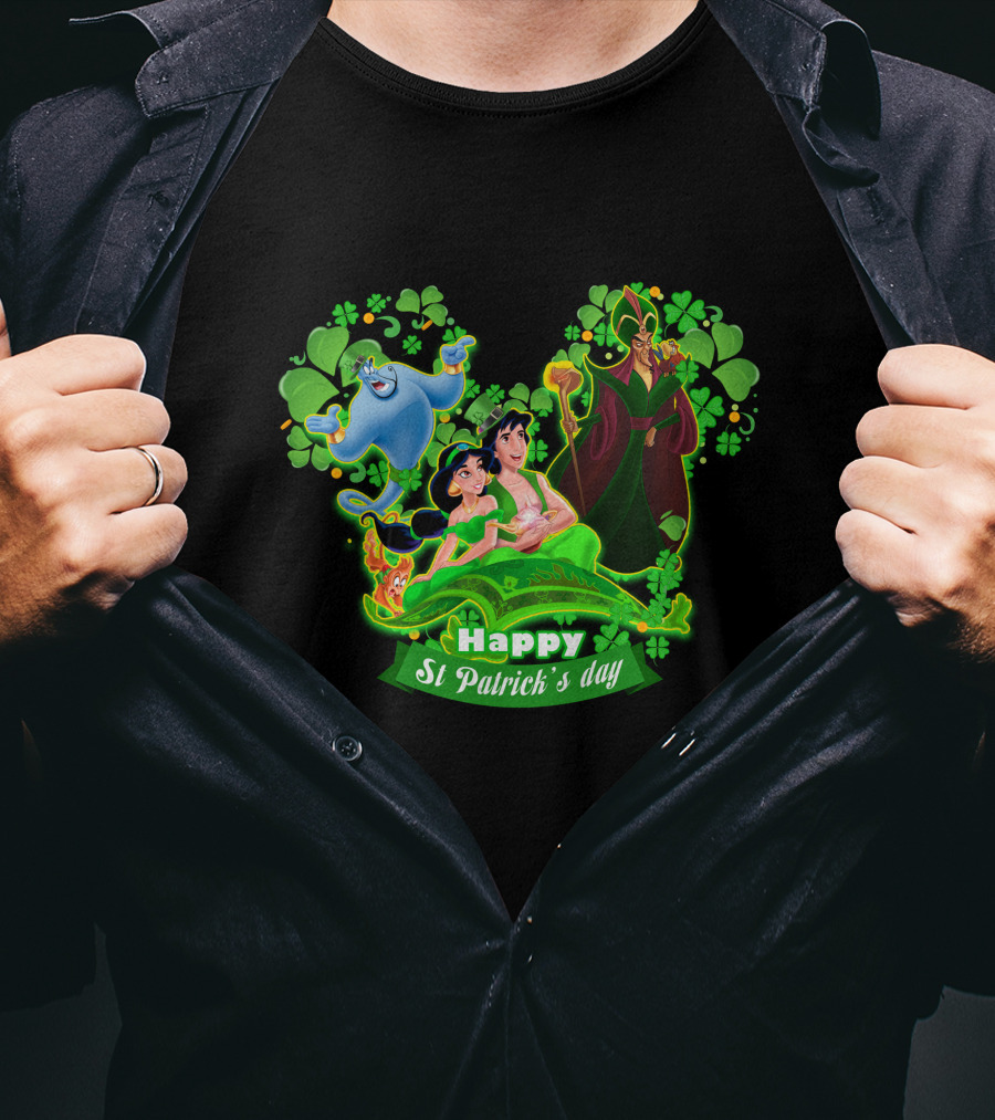 Happy St Patrick's Day Aladdin Jasmine Genie Jafar T-Shirt