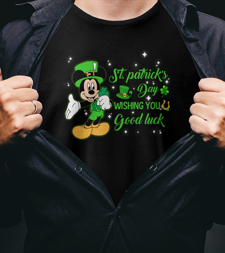 St. Patrick's Day Mickey Mouse Wishing You Good Luck T-Shirt