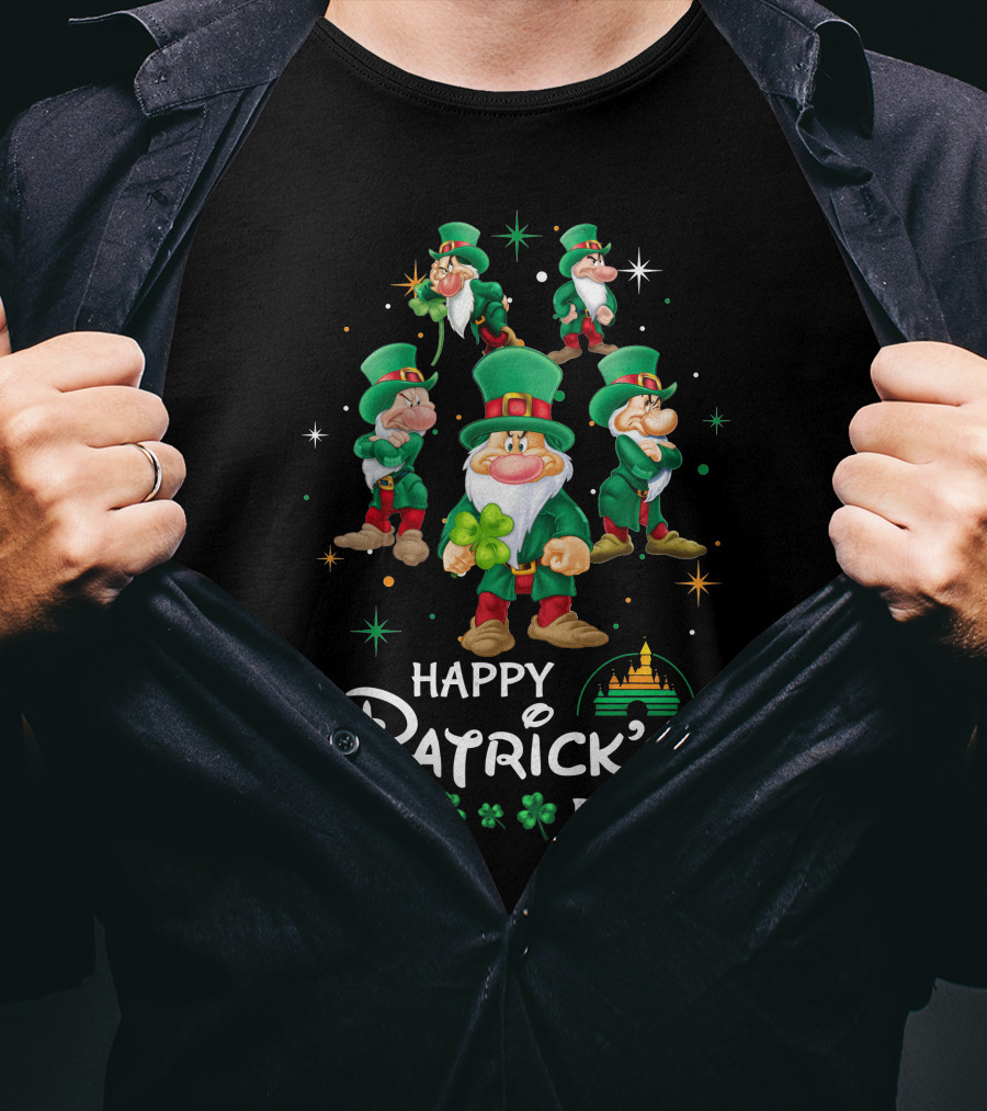 Happy Patrick's Day Grumpy Leprechaun Characters With Shamrocks T-Shirt