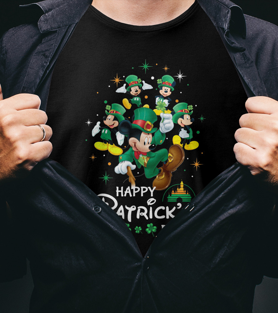 Happy Patrick's Day Mickey Mouse Clover Festivities T-Shirt