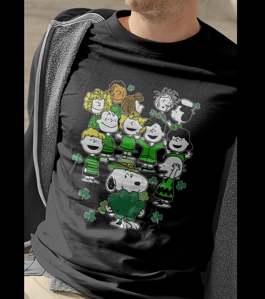 Snoopy And Friends Celebrating St. Patrick's Day With Shamrocks T-Shirt