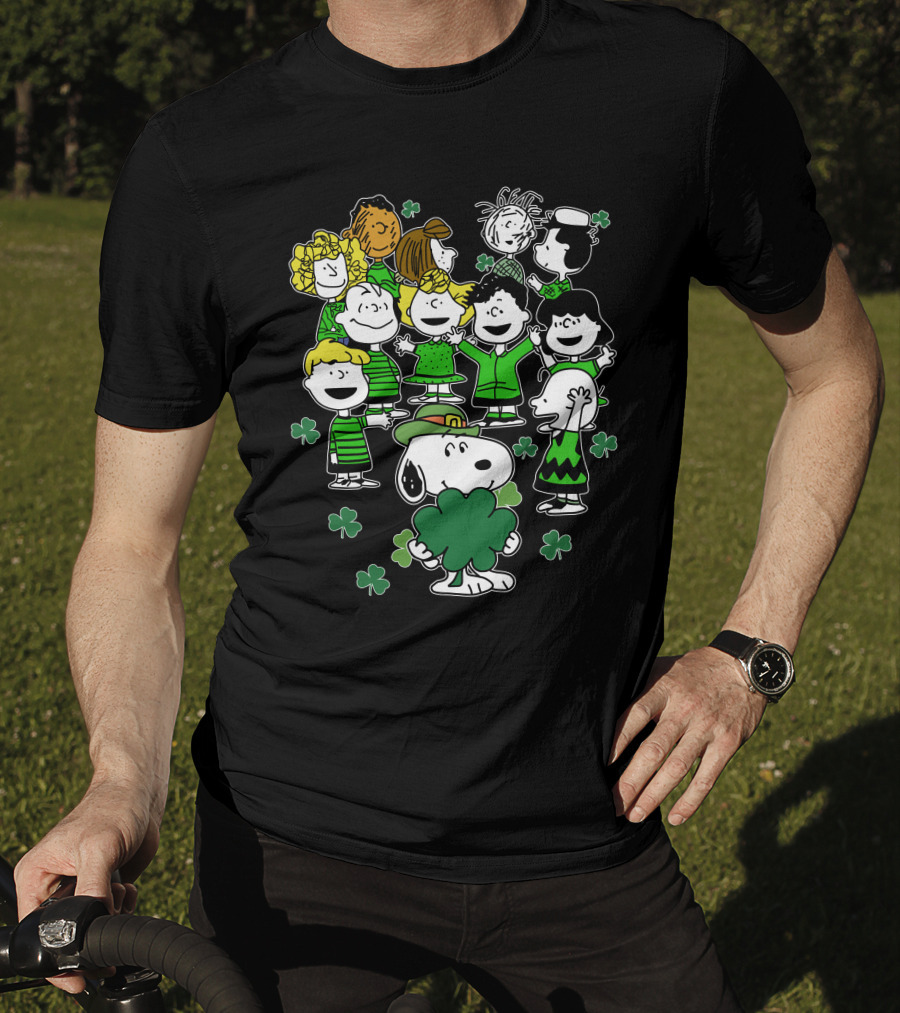 Snoopy And Friends Celebrating St. Patrick's Day With Shamrocks T-Shirt