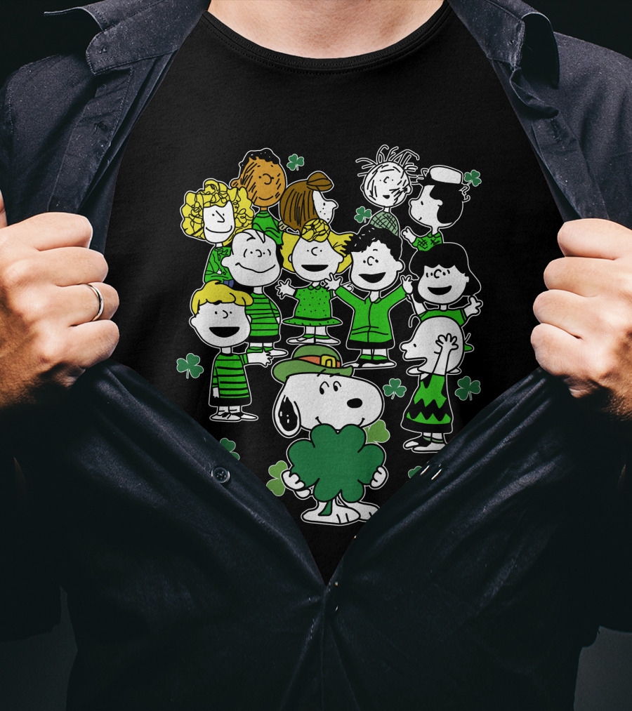 Snoopy And Friends Celebrating St. Patrick's Day With Shamrocks T-Shirt