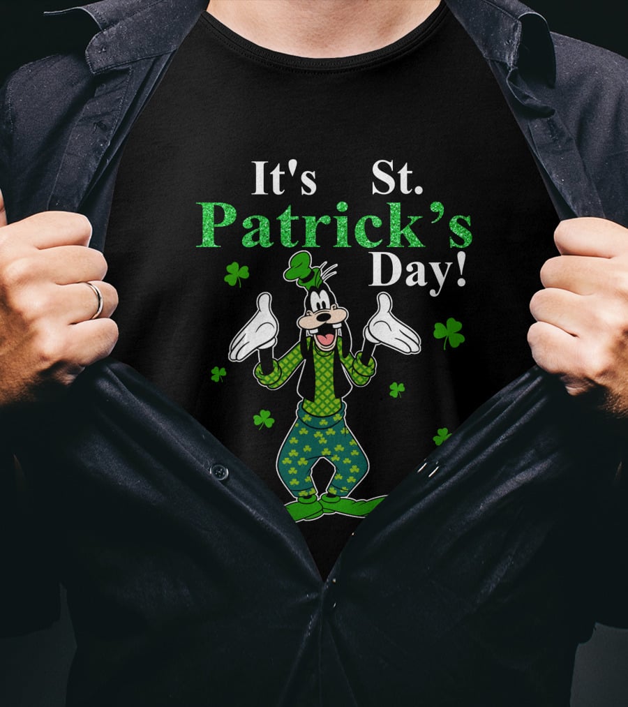 Goofy It's St Patrick's Day With Shamrocks And Bowtie Fun T-Shirt