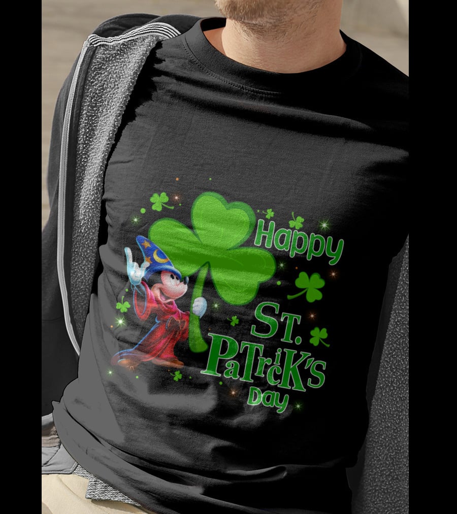 Sorcerer Mickey Happy St. Patrick's Day Shamrock T-Shirt