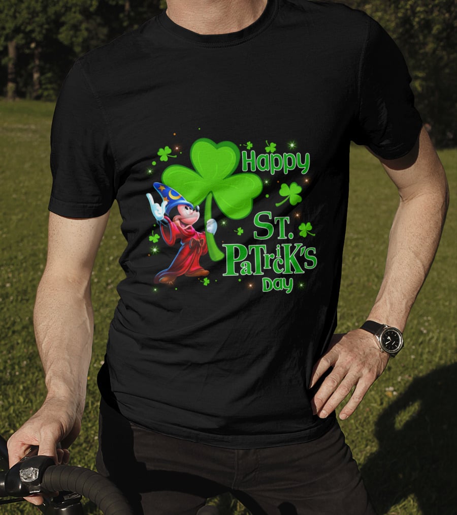 Sorcerer Mickey Happy St. Patrick's Day Shamrock T-Shirt