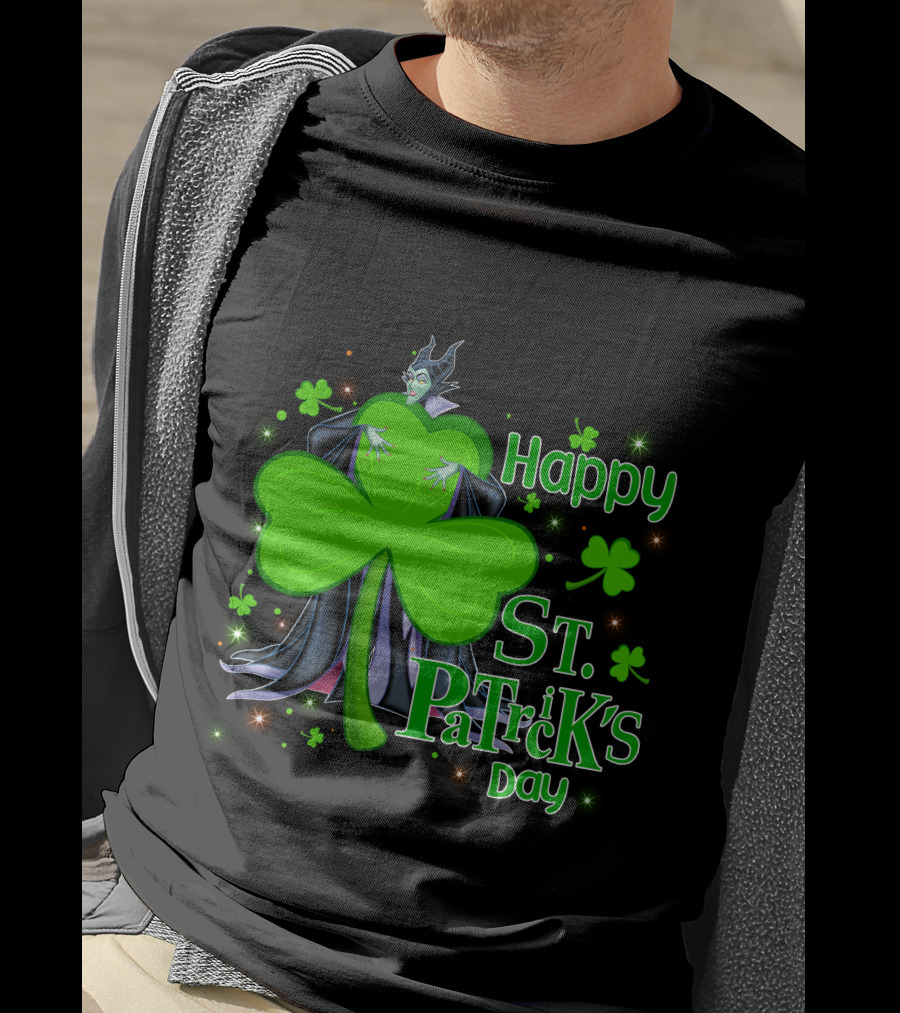 Happy St. Patrick's Day Maleficent Cloaked In Shamrock T-Shirt