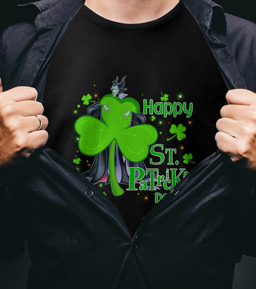 Happy St. Patrick's Day Maleficent Cloaked In Shamrock T-Shirt