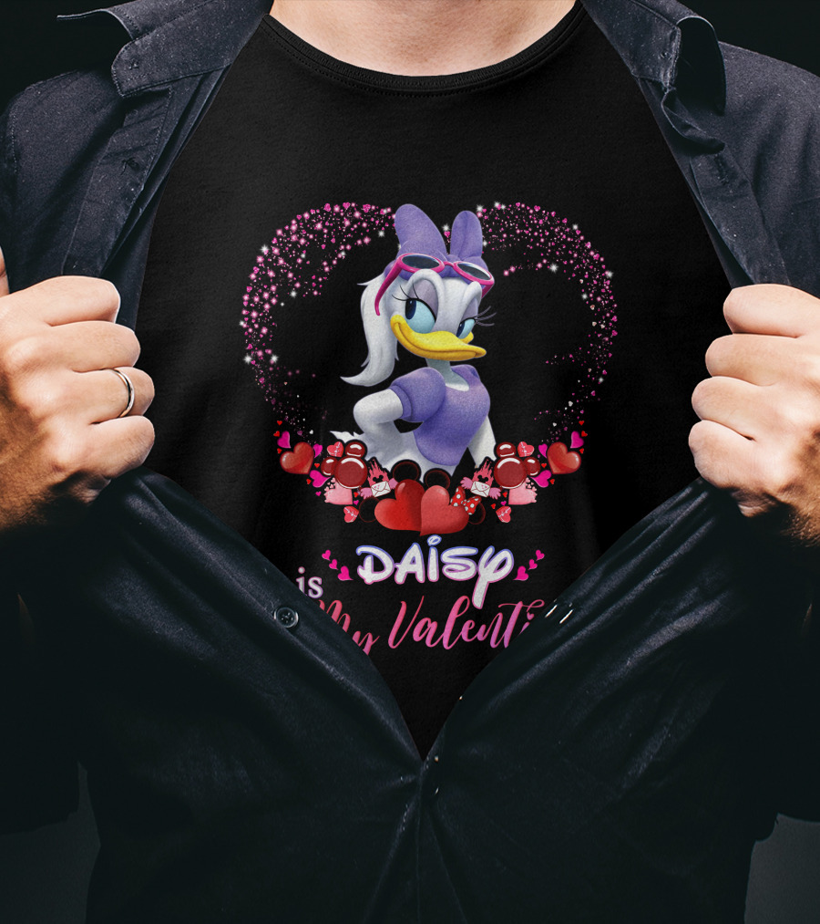 Daisy Duck Is My Valentine Hearts And Sparkles T-Shirt