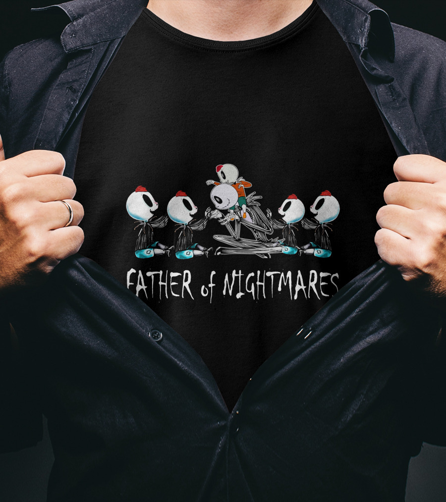 Father Of Nightmares Animated Character Skeleton Family Gathering T-Shirt