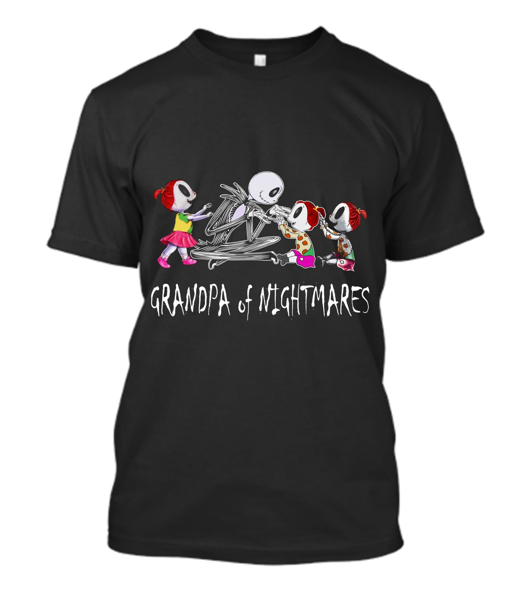 Grandpa Of Nightmares With 3 Girls Skeleton Costume Inspiration T-Shirt