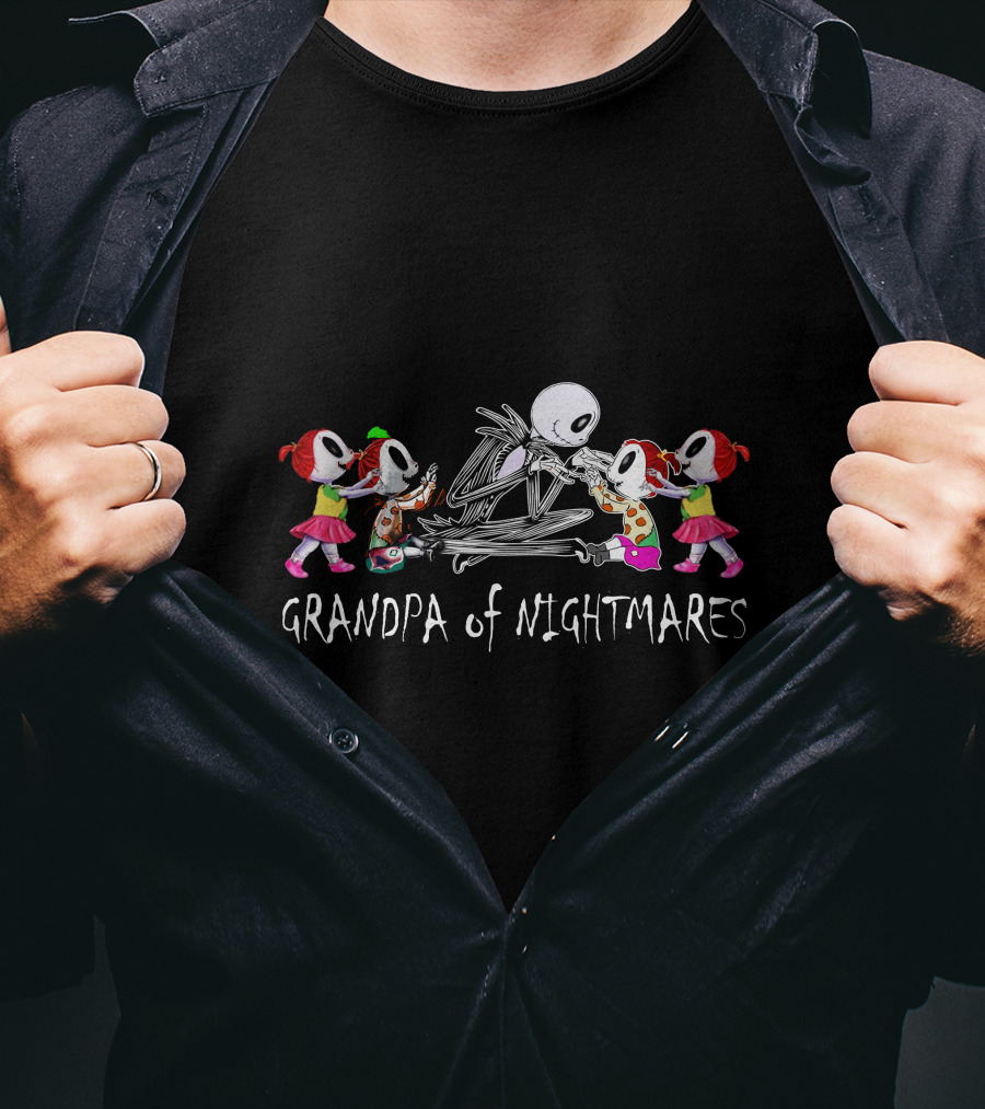 Grandpa Of Nightmares With Four Girls And Skeleton Iconic T-Shirt