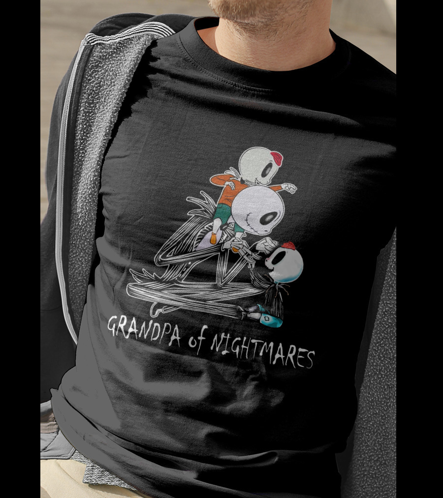 Grandpa Of Nightmares With Twin Boys Skeleton Family T-Shirt