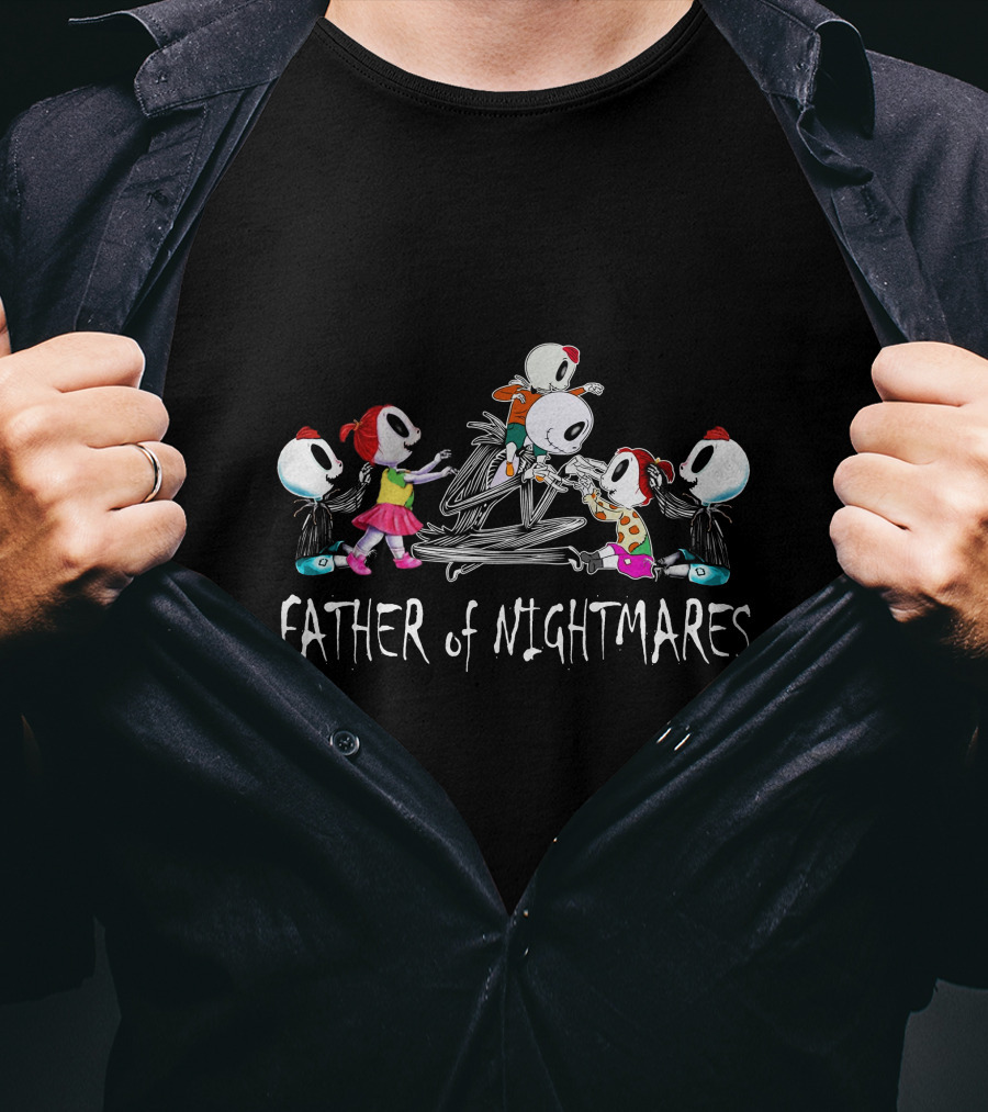 Father Of Nightmares With Skull Characters 3 Boys 2 Girl T-Shirt