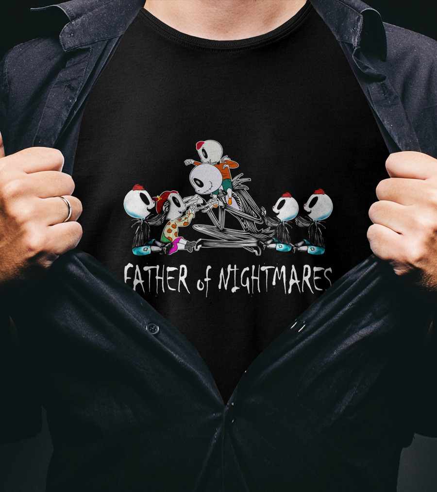 Father Of Nightmares 4 Boys 1 Girl Halloween Skeletons T-Shirt