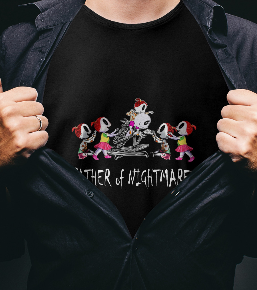 Father Of Nightmares With Five Red-Haired Girls In Skulls And Pink Skirts T-Shirt