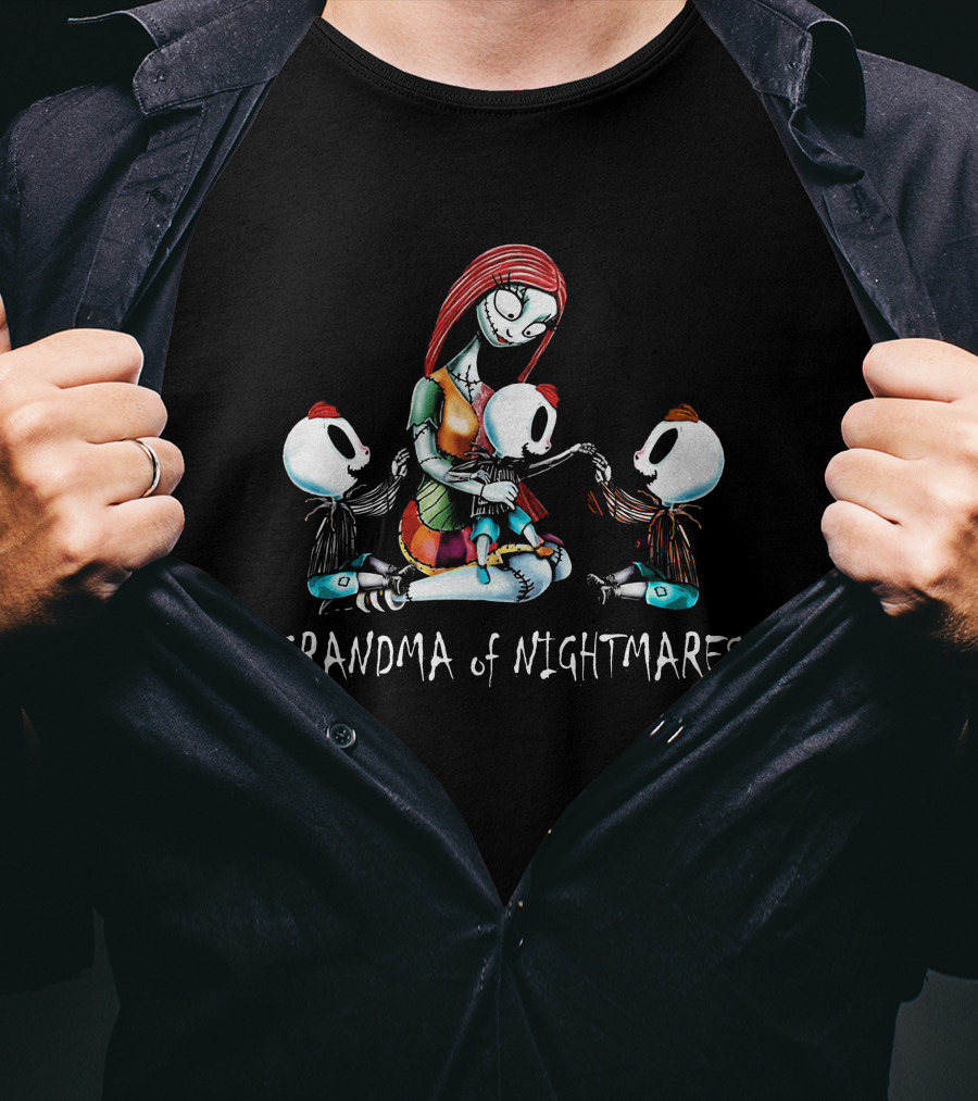 Grandma Of Nightmares With Three Skeleton Boys T-Shirt