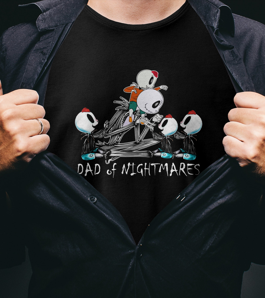 Dad Of Nightmares With Four Skull Characters T-Shirt