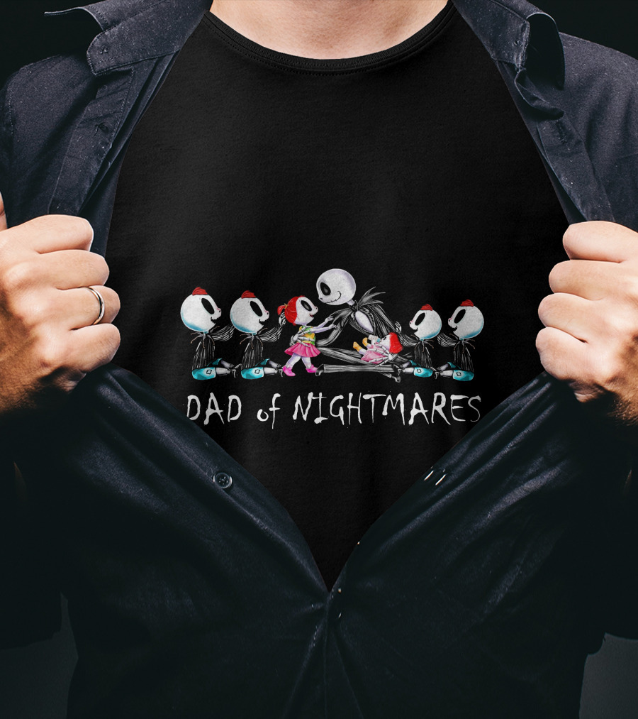 Dad Of Nightmares 4 Boys 2 Girls Halloween Characters T-Shirt