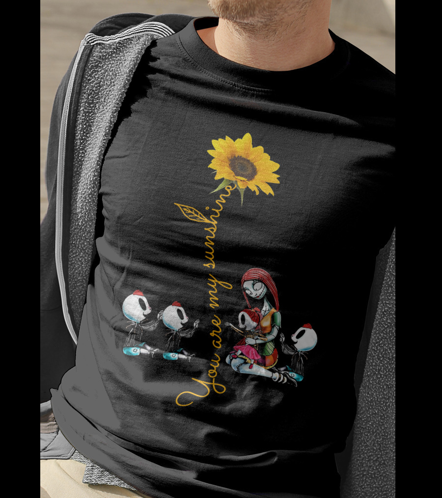 3 Boys 1 Girl You Are My Sunshine Skeletons Sunflower Inspiration T-Shirt