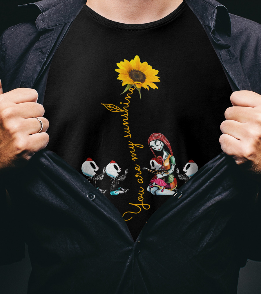 3 Boys 1 Girl You Are My Sunshine Skeletons Sunflower Inspiration T-Shirt