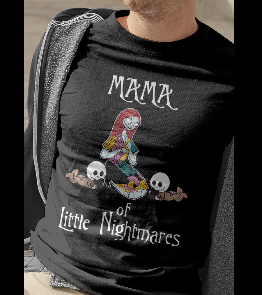 Mama Of Little Nightmares With Adorable Twin Skeleton Babies T-Shirt