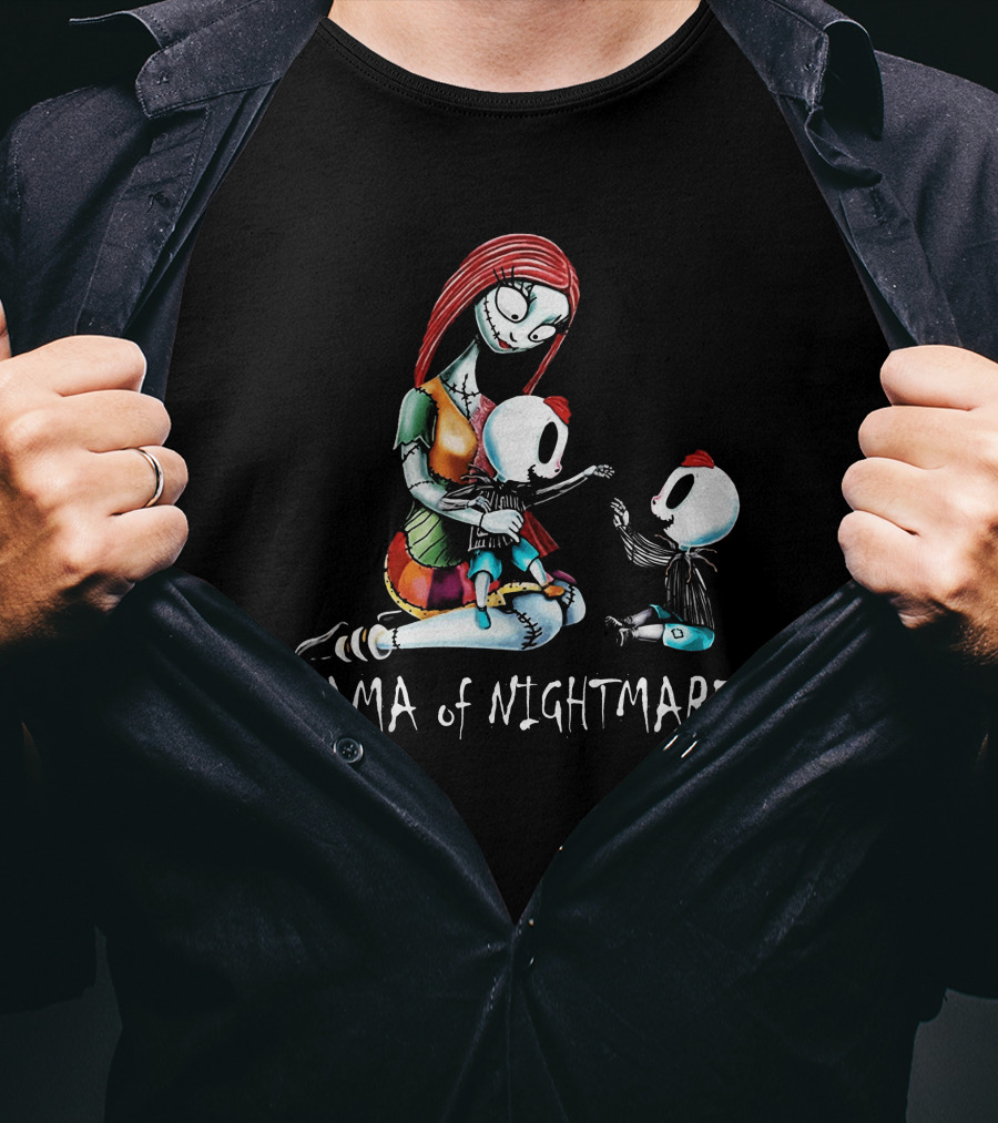 Mama Of Nightmares With Twin Boys In Patchwork Dress T-Shirt