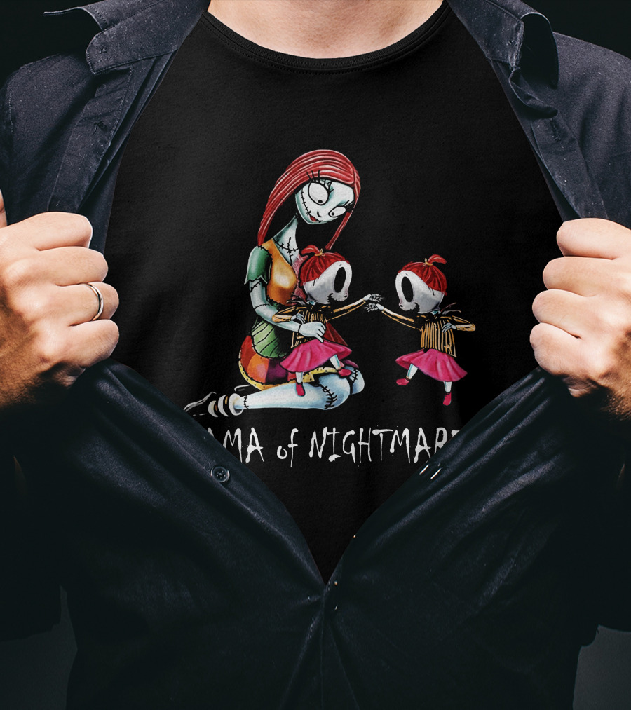 Mama Of Nightmares With Spooky Twin Girls T-Shirt