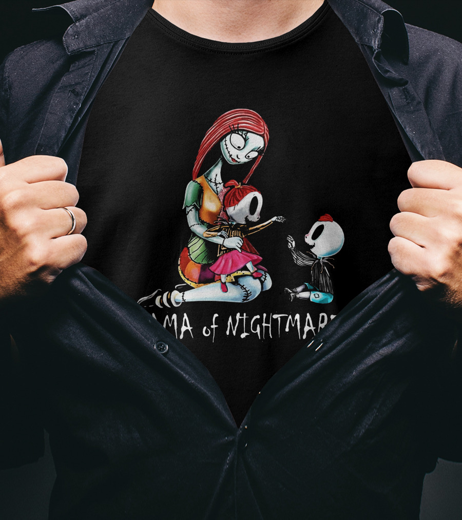 Mama Of Nightmares With Stitch Character Twins T-Shirt