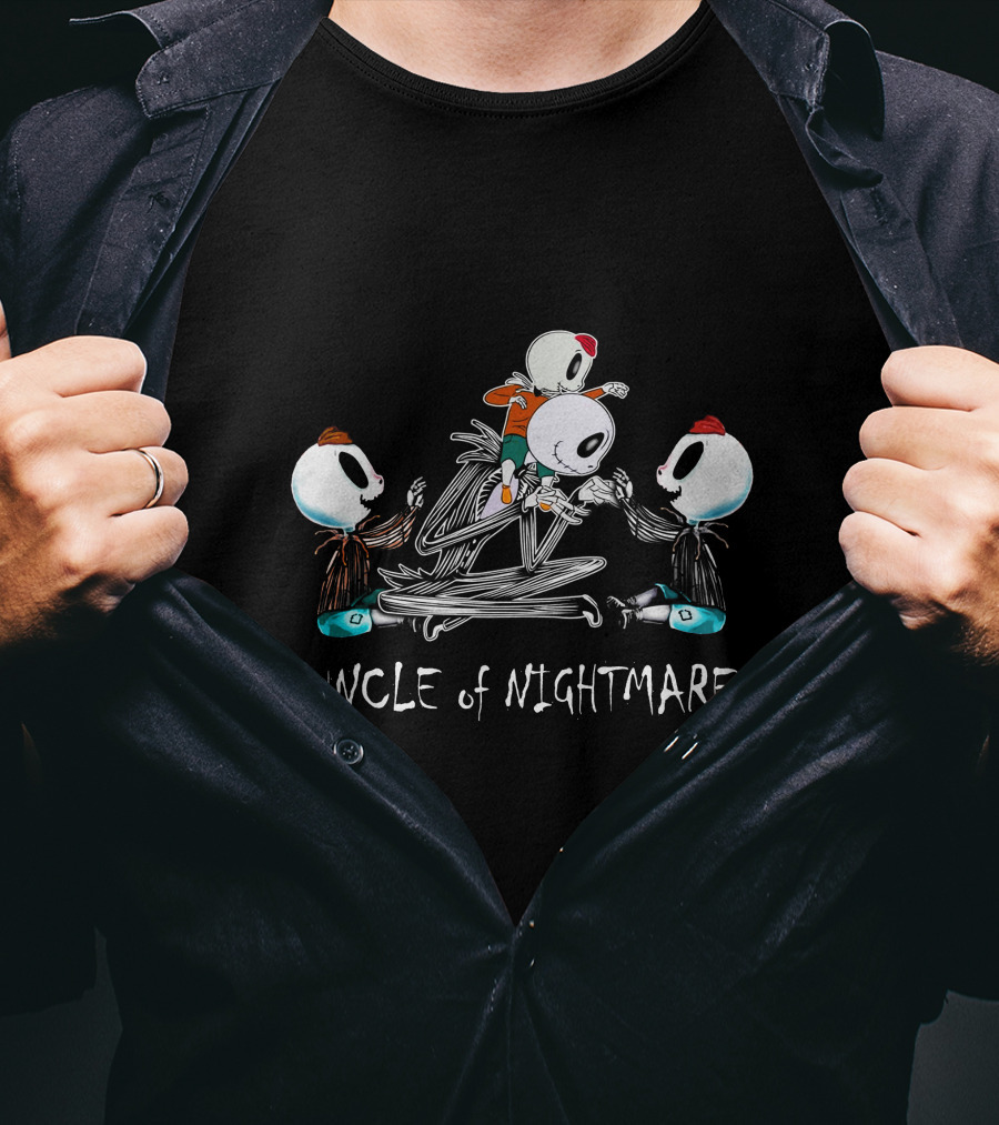 Funcle Of Nightmares 3 Boys Skeletons Playful Scene T-Shirt