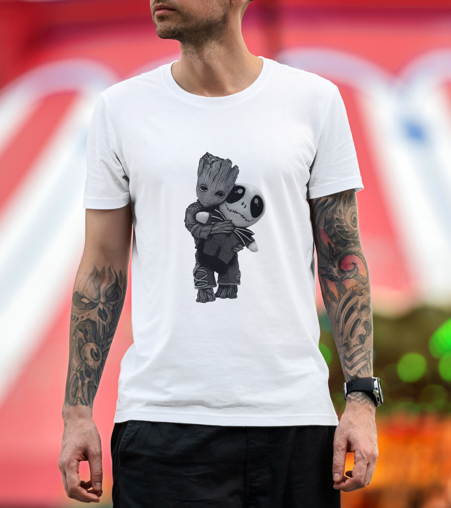 Hello My Old Friend Groot and Jack Skellington Hug T-Shirt