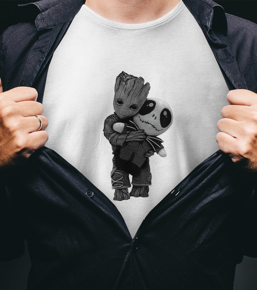 Hello My Old Friend Groot And Jack Skellington Hug T-Shirt