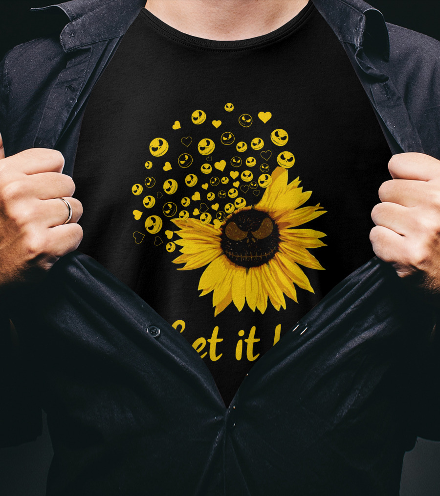 Let It Be Sunflower With Smiling Faces And Hearts T-Shirt