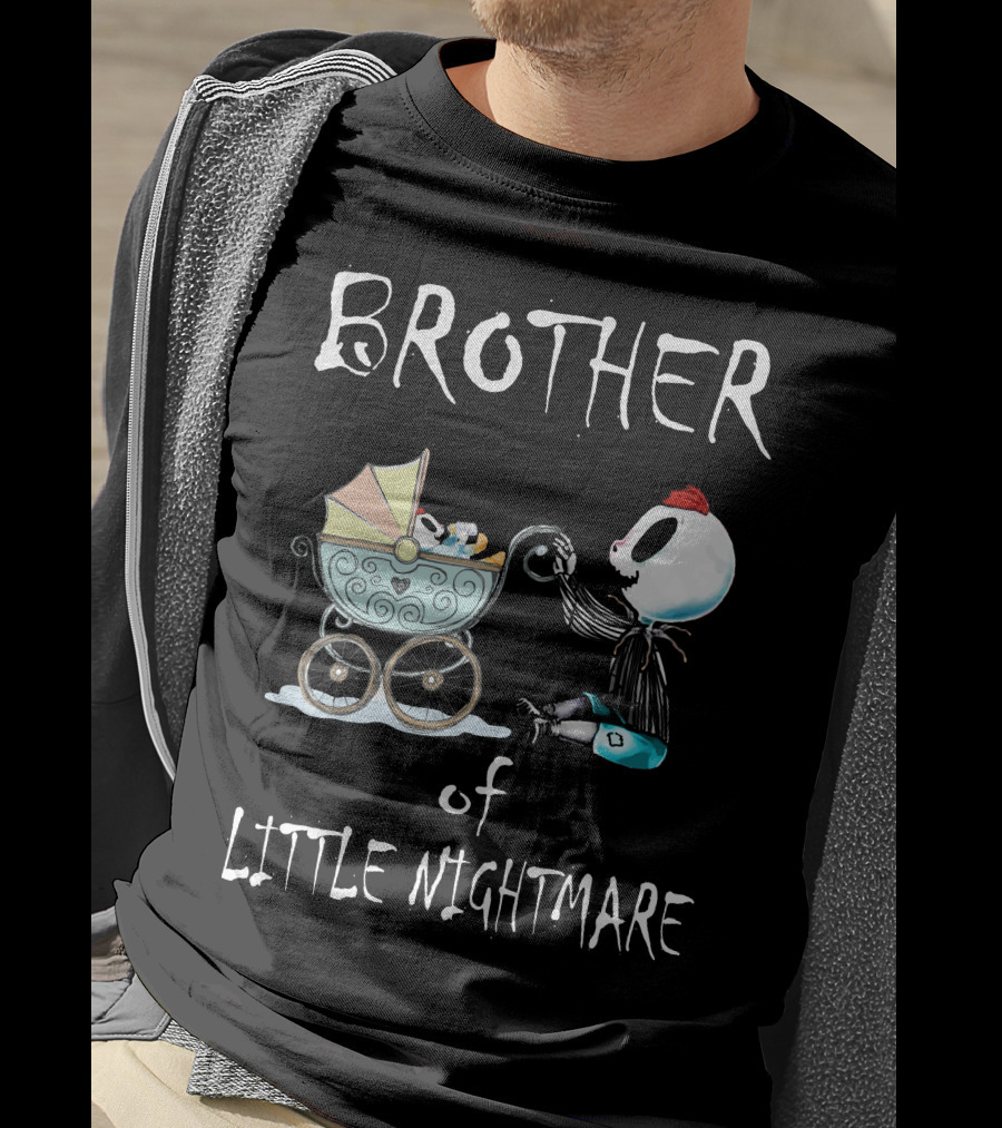 BROTHER Of LITTLE NIGHTMARE Baby Carriage Skull Figure Playful Scene T-Shirt