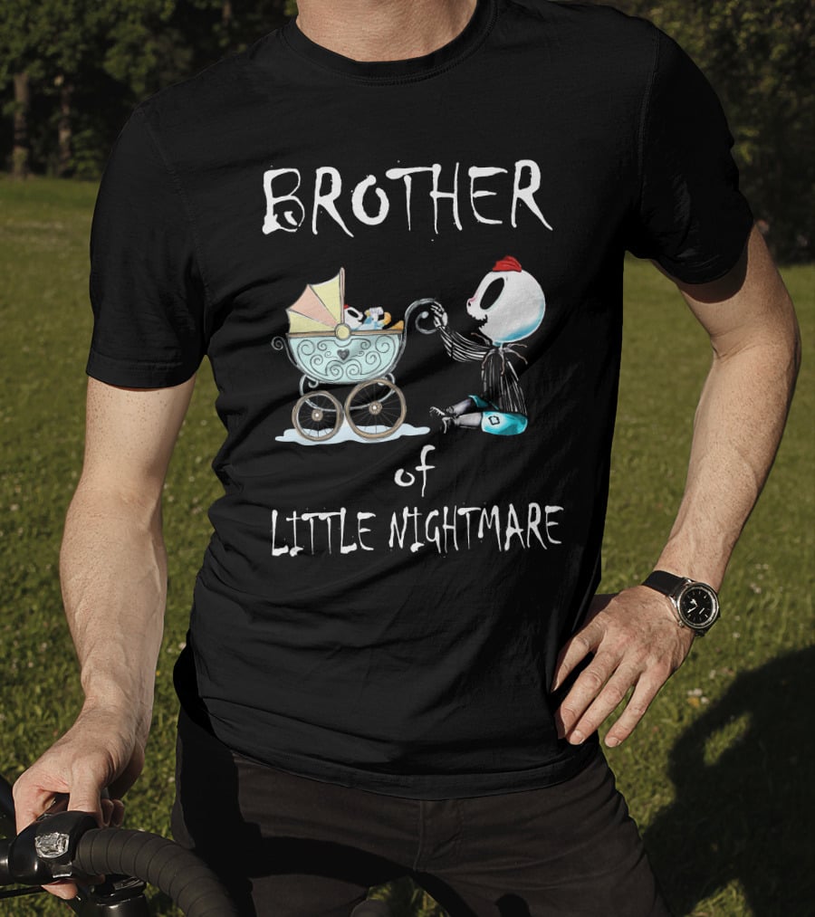 BROTHER Of LITTLE NIGHTMARE Baby Carriage Skull Figure Playful Scene T-Shirt