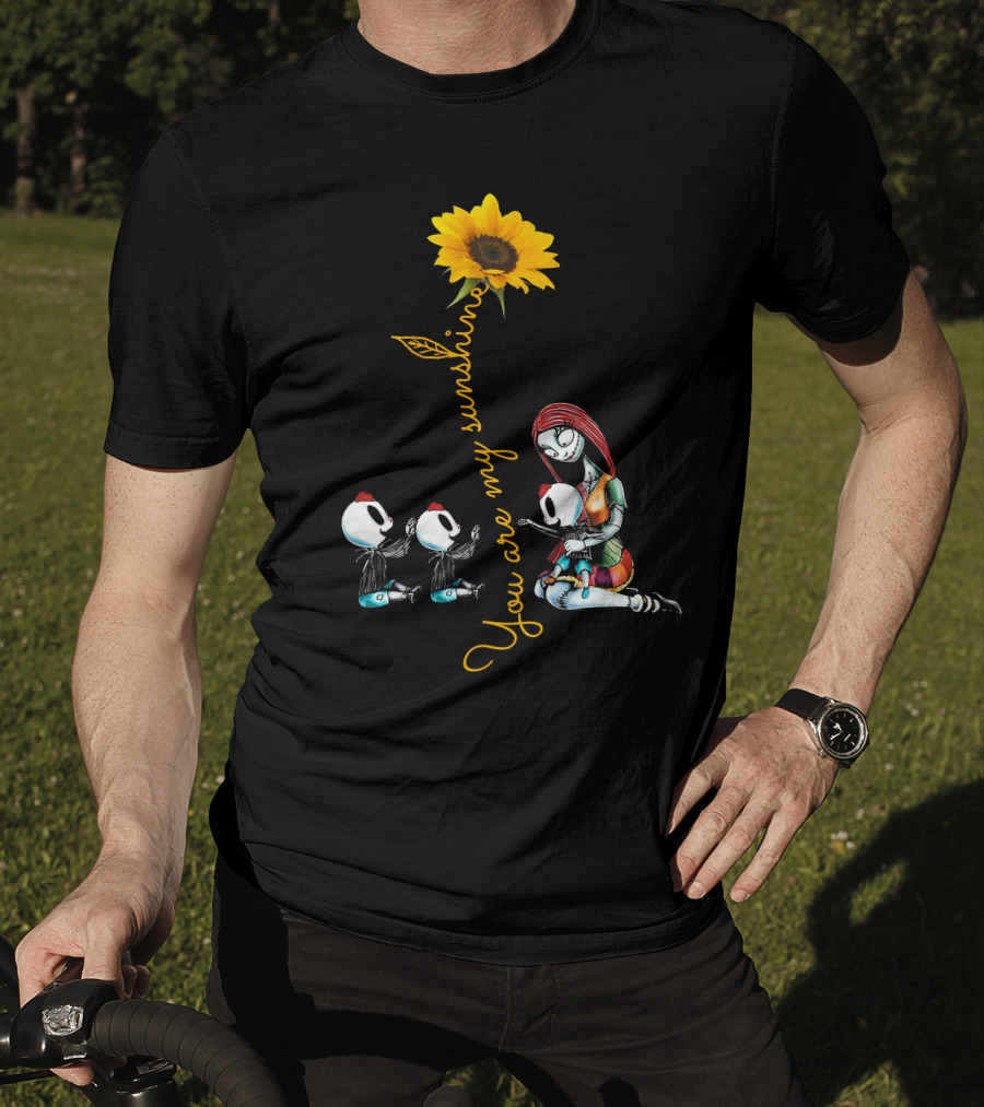 3 Boys You Are My Sunshine Sunflower With Characters In Love Hug T-Shirt