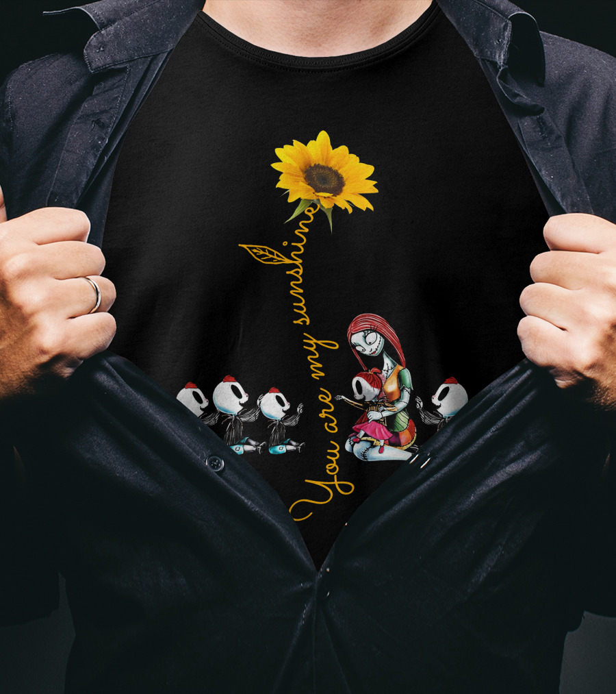 4 Boys 1 Girl You Are My Sunshine Sunflower With Skeleton Family T-Shirt