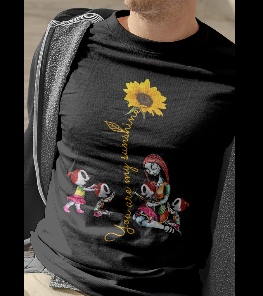 You Are My Sunshine Sunflower With 4 Girls And Stylized Character Hugging T-Shirt