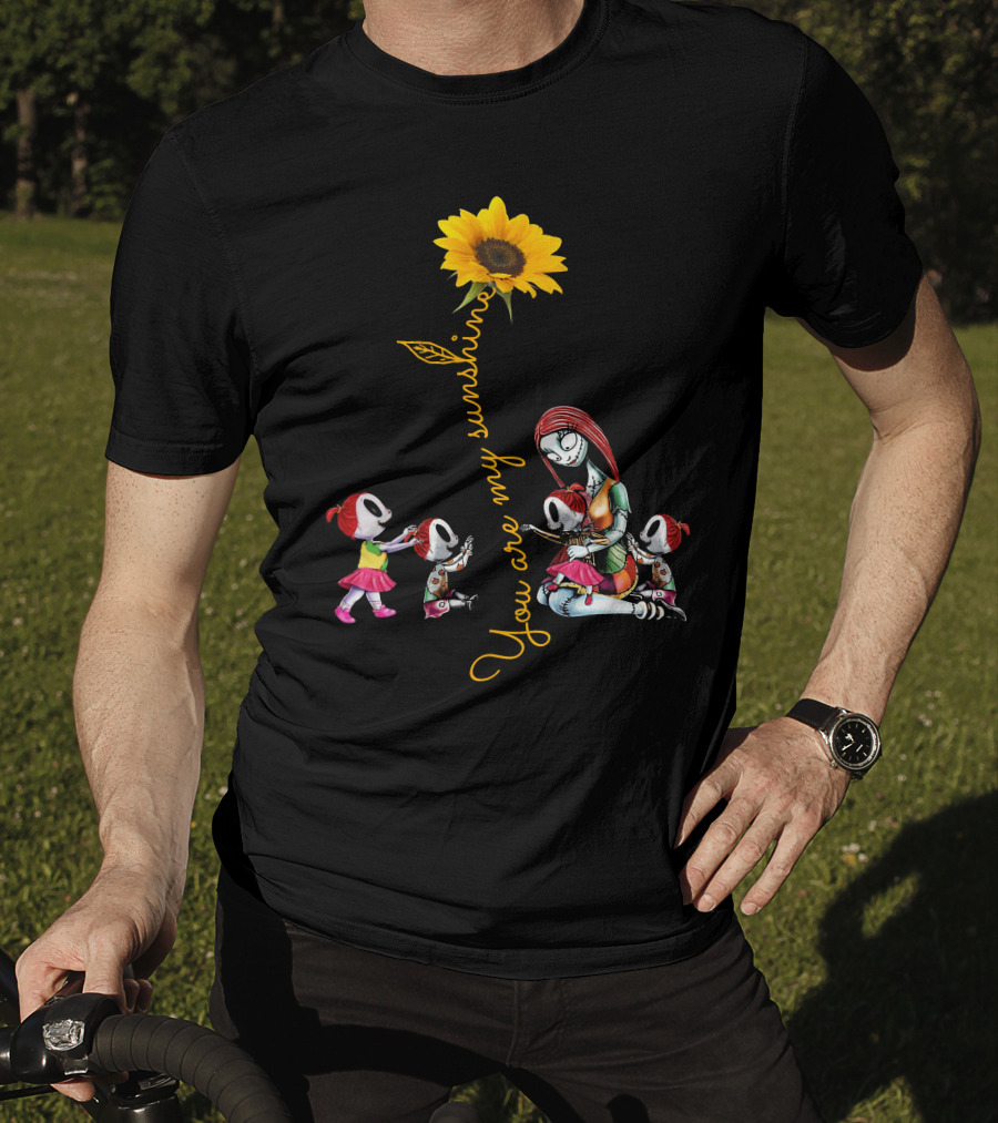You Are My Sunshine Sunflower With 4 Girls And Stylized Character Hugging T-Shirt