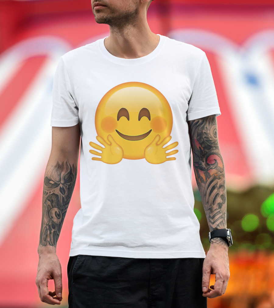 Hugging Face Smiley Emoji with Hands T-Shirt