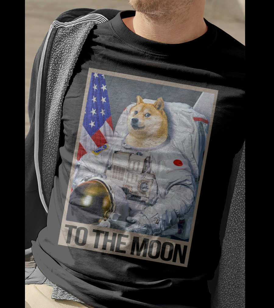 Shibainu Dogecoin Astronaut To The Moon T-Shirt