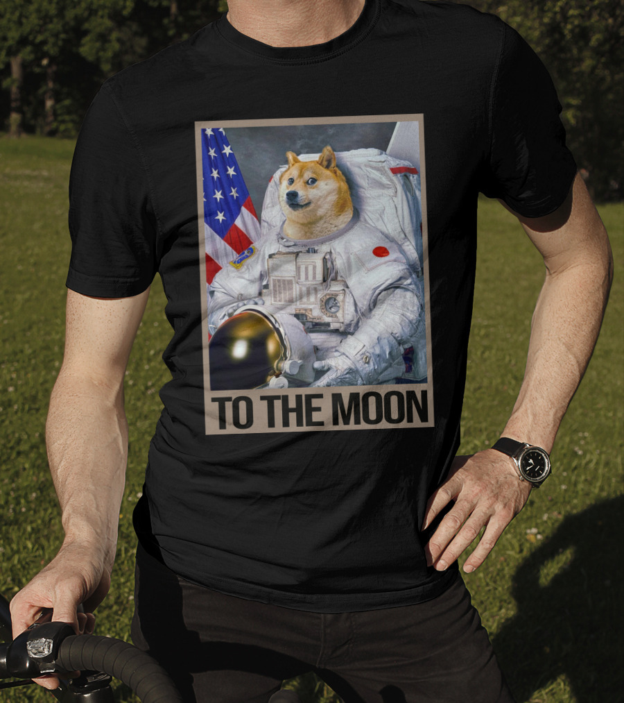 Shibainu Dogecoin Astronaut To The Moon T-Shirt